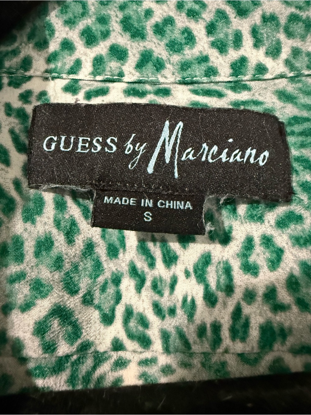 Guess by Marciano Green and White Leopard Print Top - Picture 3 of 3